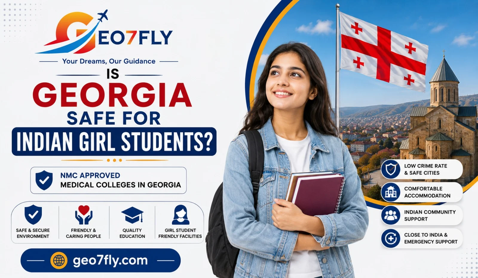 Indian girl students walking safely on a university campus in Georgia - Geo7Fly guide